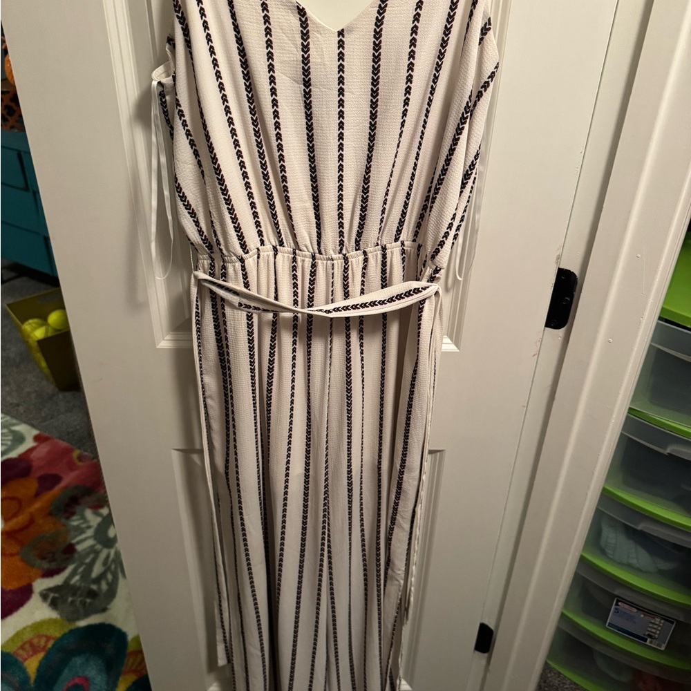 Chic Black and White Striped Jumpsuit